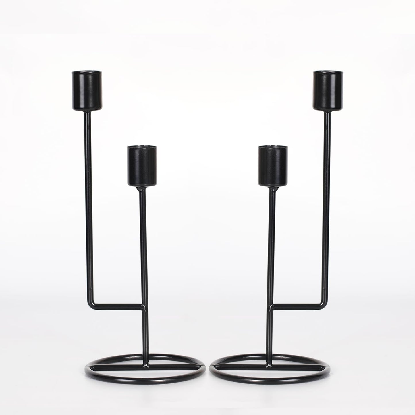 HAVITI Double-Headed Candle Holder, Black Tall Candlestick Holder, Set of 2 Taper Candle Holders for Halloween Christmas Wedding Centerpiece Dining Fireplace Mantle Home Decor