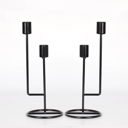 HAVITI Double-Headed Candle Holder, Black Tall Candlestick Holder, Set of 2 Taper Candle Holders for Halloween Christmas Wedding Centerpiece Dining Fireplace Mantle Home Decor