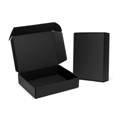 Timirog Shipping Boxes 13x10x3 Inches 20 Pack Black Corrugated Cardboard Mailing Box for Small Business, Tab Locking Literature Mailer Packaging Supplies for Packing Book Gifts Craft