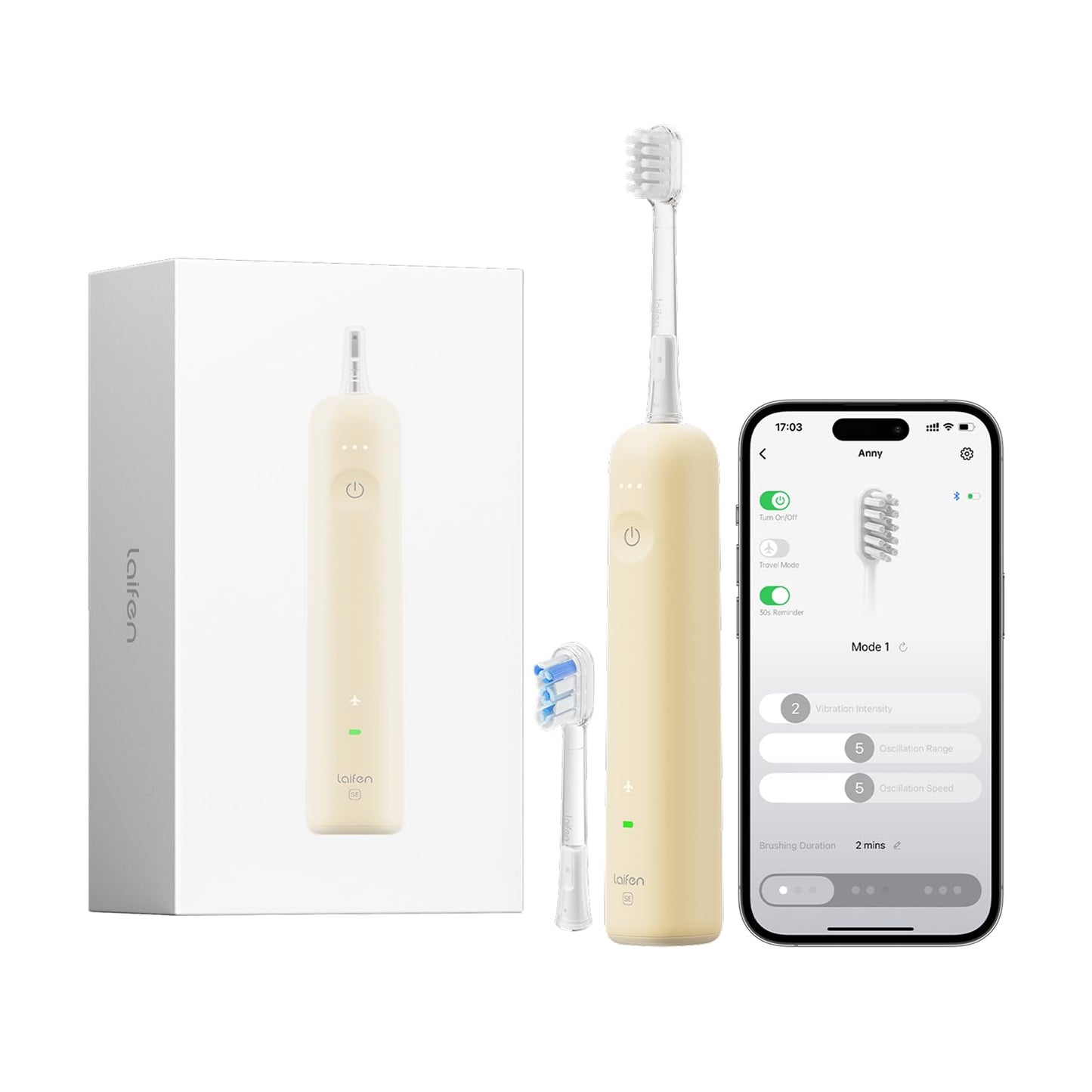 Laifen Wave Special Electric Toothbrush, New 2025 Version Oscillation & Vibration Sonic Electric Toothbrush for Adults with App, 2 Brush Heads, IP68 Waterproof Travel-Friendly (Misty Lavender)