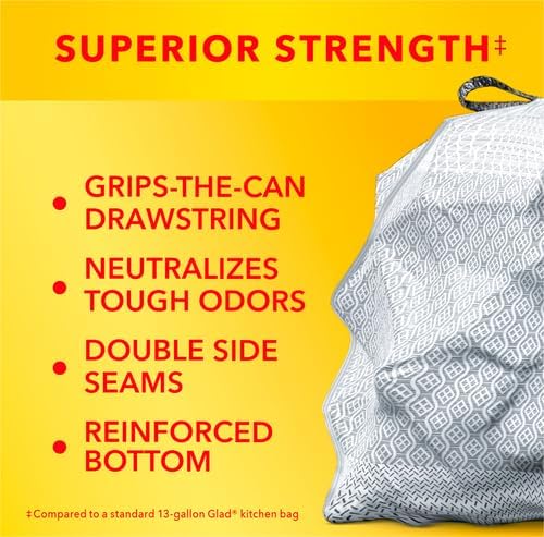 Glad ForceFlex MaxStrength Kitchen Trash Bags, 13 Gal, Fresh Clean Febreze