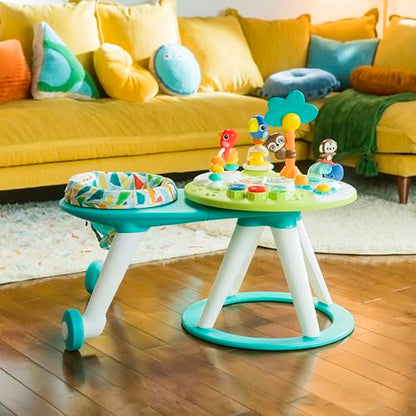 Bright Starts, Around We Go 2-in-1 Walk-Around Activity Centre and Play Table - Tropic Cool, Walker with Music, Lights and Interactive Toys, Removable Seat, Ages 6 Months Plus