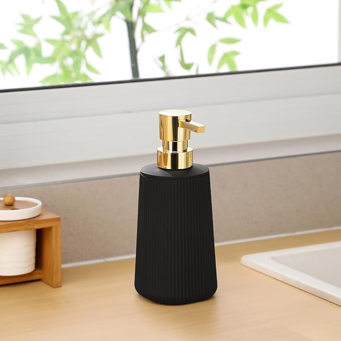 Small Soap Dispenser for Bathroom and Kitchen, Modern Farmhouse Striped Style