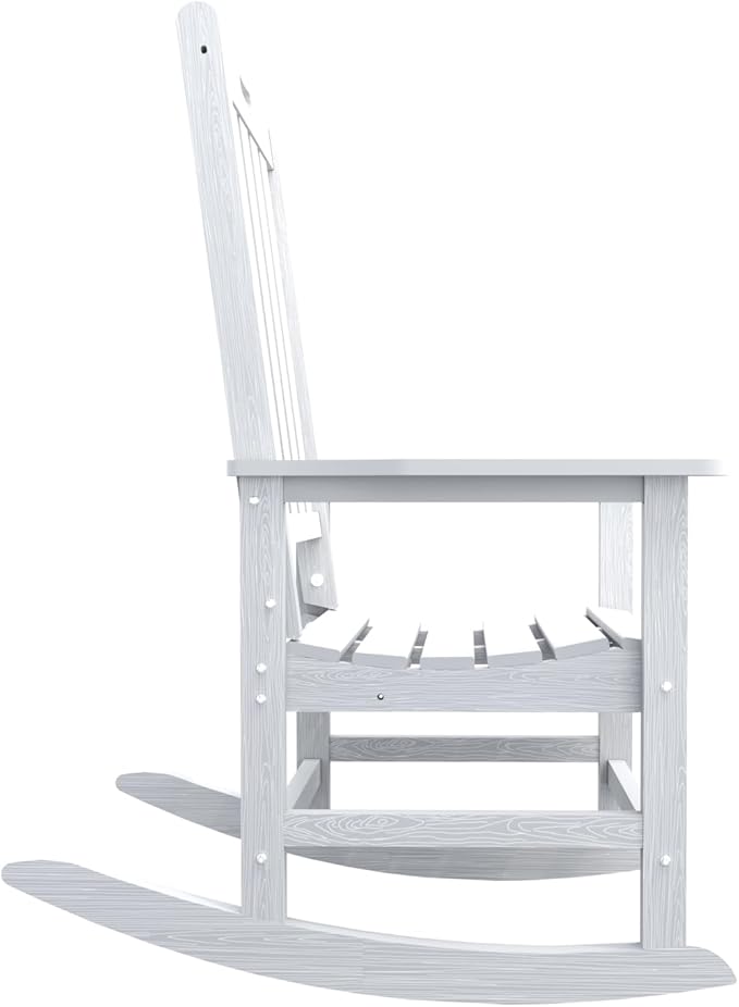 Oversized Rocking Chair, Outdoor Rocking Chair for Adults, All Weather Resistant Porch Rocker for Lawn Garden, White