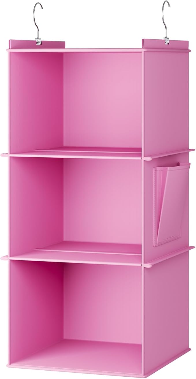 YOUDENOVA Hanging Closet Organizer, 3-Shelf Closet Hanging Storage Shelves