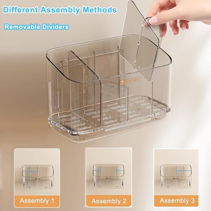 Toothbrush Holder for Bathroom Wall Mounted, 5 Slots Acrylic Toothbrush and