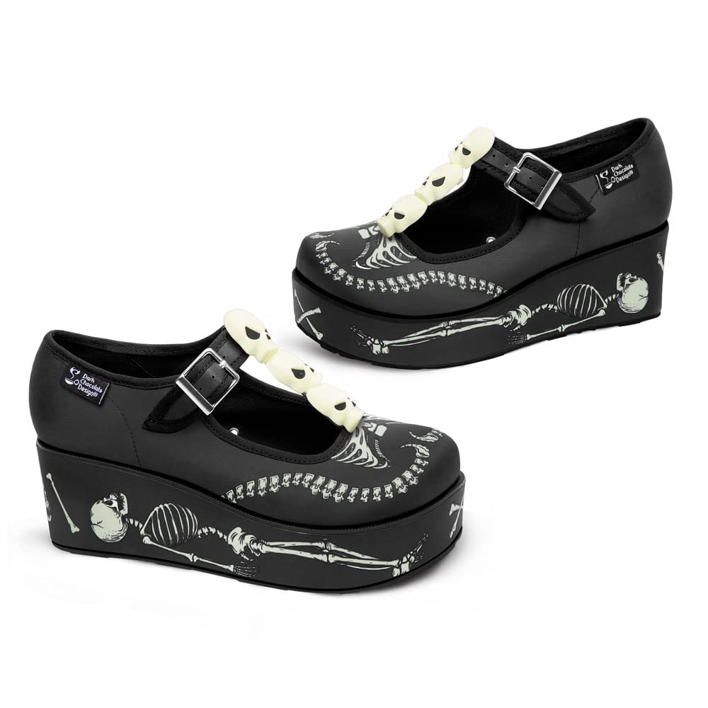 Hot Chocolate Design Chocolaticas Skeletons Under Your Bed Women's Mary Jane Platform Multicoloured HCD 39