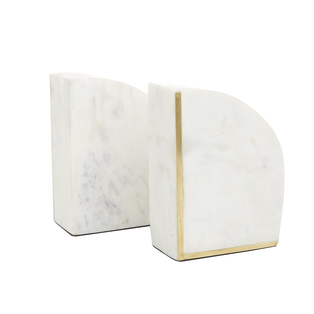 CosmoLiving by Cosmopolitan Marble Geometric Bookends with Gold Inlay, Set of 2 4"W, 6"H, White