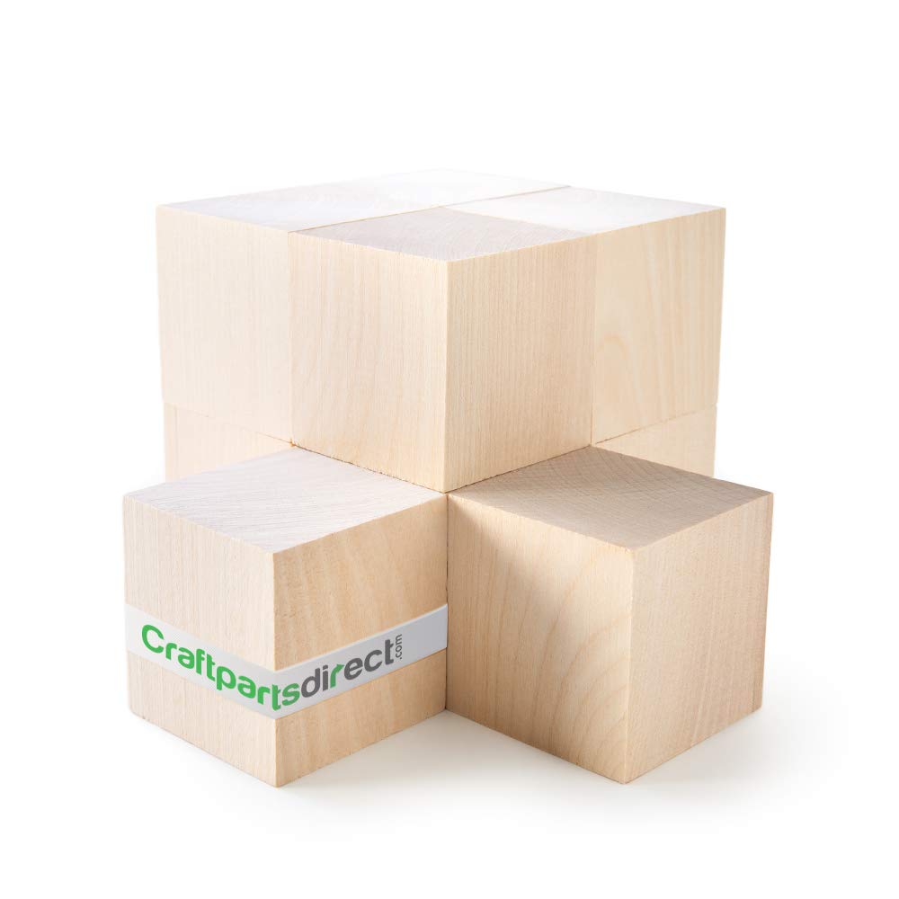 1.5 inch Wood Blocks - Natural Unfinished Craft Wooden Cubes -by CraftpartsDirect - 10 Pack