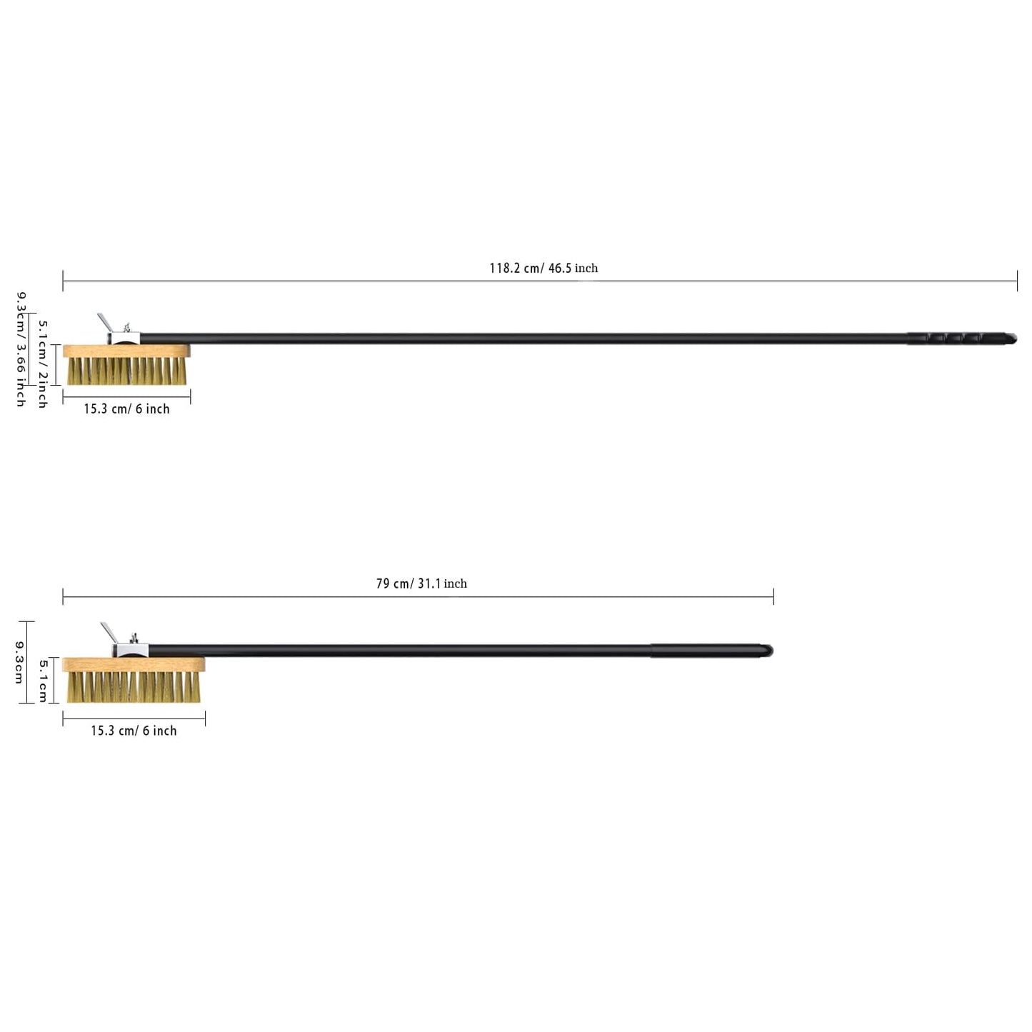 G.a HOMEFAVOR Pizza Oven Brush Stone Cleaner Brass Bristles & Steel Scraper Cleaning Tool With Detachable Long Handle For Oven BBQ Grill, Total Length 31.1'' or 46.5''