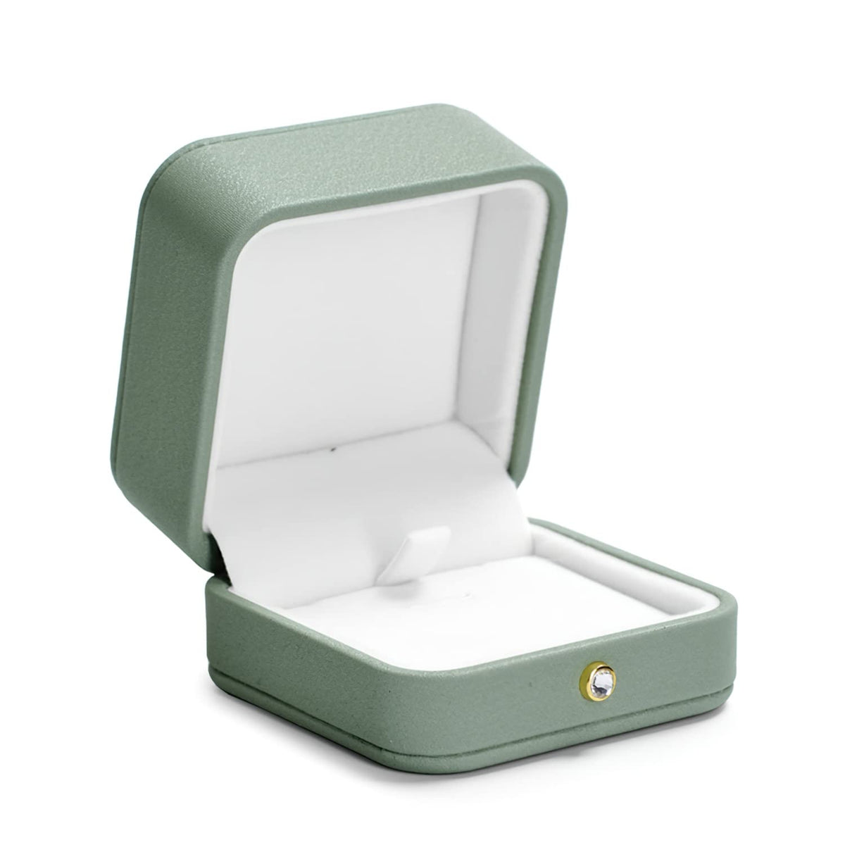 Woodten Premium Green Leather Necklace Pendant Box Velvet Interior Jewelry Gift Box for Pendant Necklace
