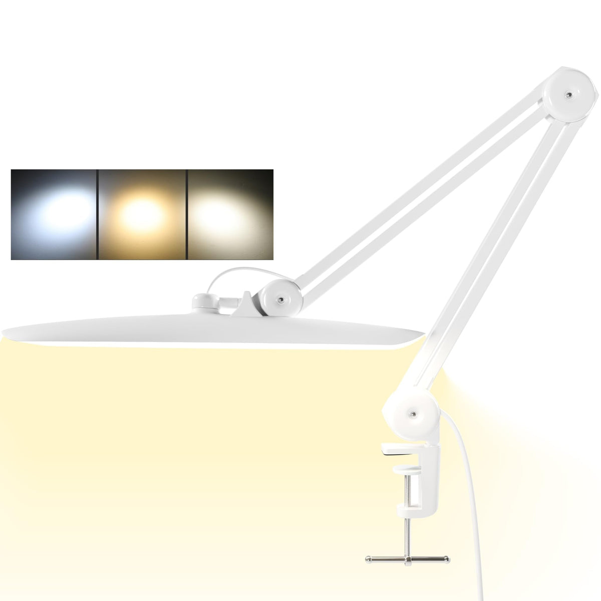 gelpal 3000 Lumens Adjustable LED Desk Lamp & Task Lamp - Bright, Dimmable Lighting for Office, Crafts, Nails &Salon with Clamp kunzl (CCT, White)