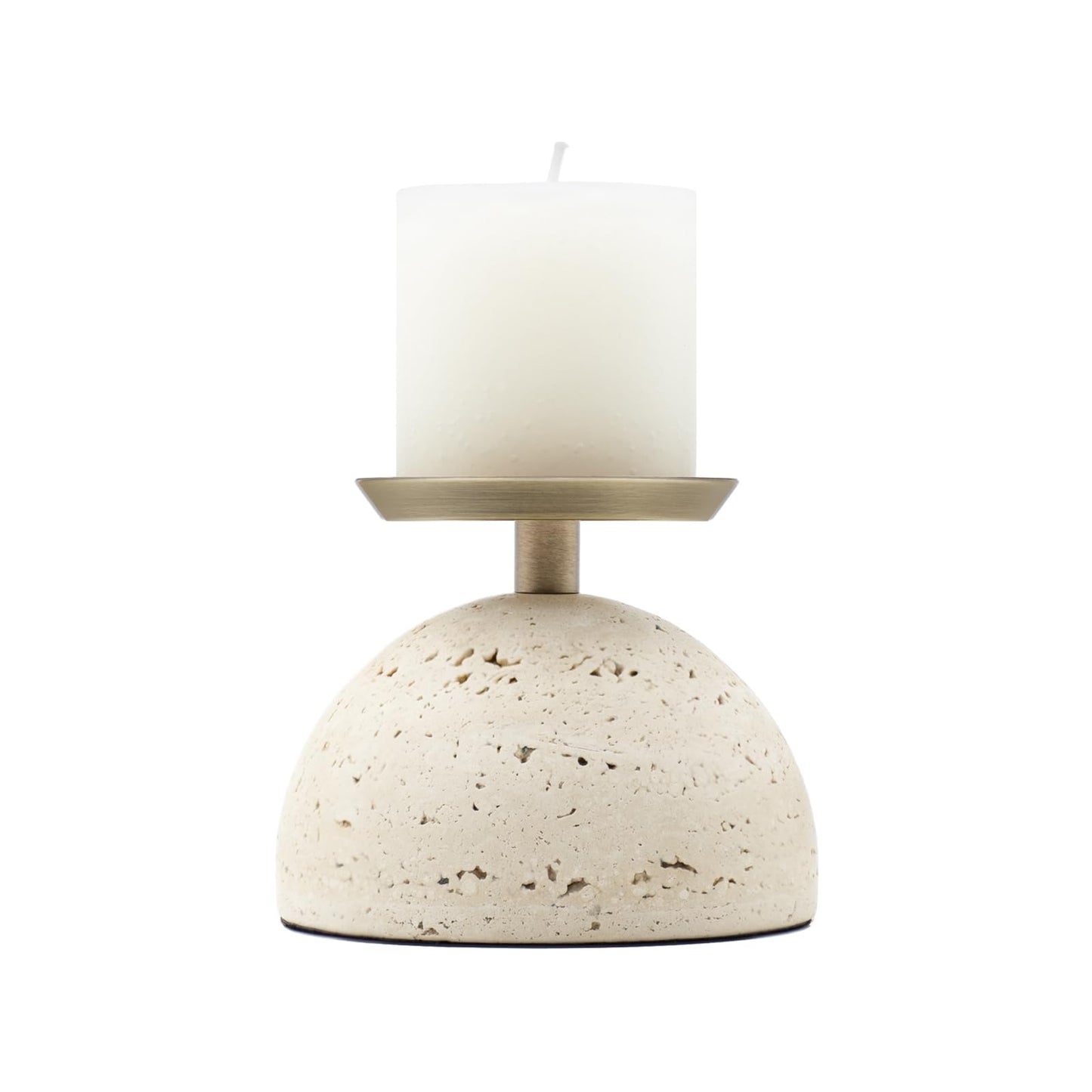 NEXOTIQUE Marble Pillar Candle Holder, Travertine Candle Holder Centerpiece for Cozy Home Décor, Stone Candle Holder Plate Decorative for Coffee Table Decor for Living Room, Dining Table Centerpiece