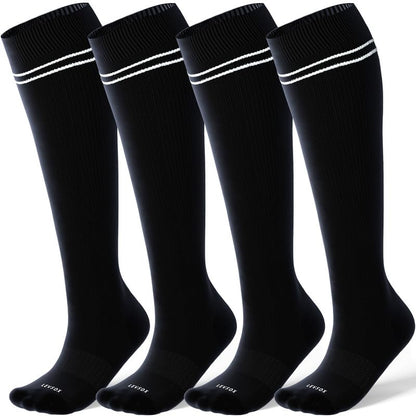 LEVSOX Bamboo Compression Socks for Women&Men 20-30 mmHg Knee High Cute Support Socks for Nurses, Pregnant Women, Travel, 4 Pair-black, XL