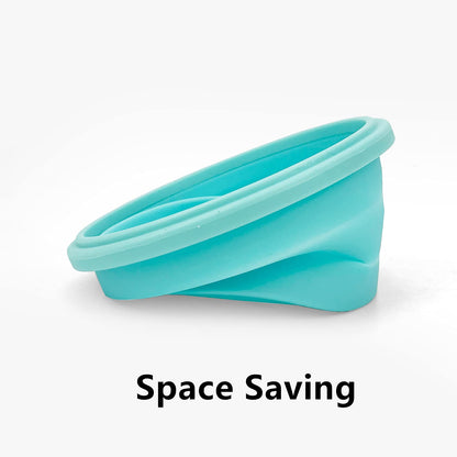 CCyanzi 3piece Round Collapsible Bowl with Lids, Silicone Food Storage Containers, Microwave & Freezer Safe, Space Saving for Kitchen Cabinet and Camping Backpack,(Pink)
