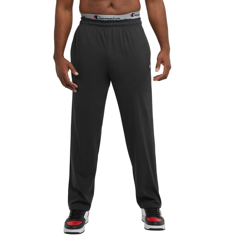 Champion Mens Pants, Everyday Cotton, Lightweight Open-hem Lounge For (Reg. Or Big & Tall) Pajama-bottoms, Black C Patch Logo, XX-Large US