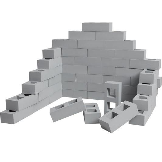 Deekin Foam Brick Building Blocks for Kids Thick Blocks Foam Large Fake Brick Construction Toy for Stacking Construction Gifts, 8 x 4 x 2.4 in(30 Pcs,Square Holes)