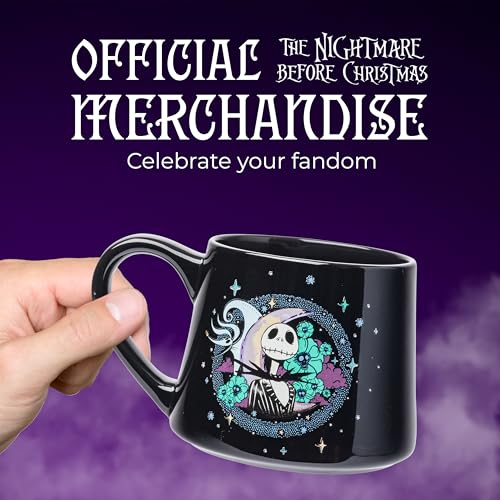 Silver Buffalo Disney Tim Burton's Nightmare Before Christmas Jack and Zero Tapered Pottery Mug, 14 Ounces
