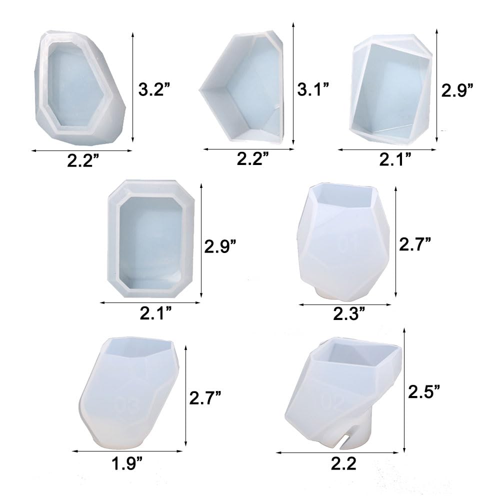 BIGEBO Gem Stone Resin Molds Silicone, Multi-Faceted Crystal Molds for Epoxy Resin Quartz Jewelry Candle Soap Ice Cube Keychain Pendant Resin Tools