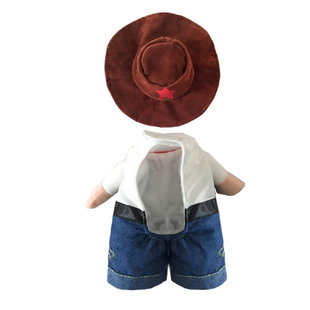 NACOCO Cowboy Costume with Hat for Cat and Small Dog - Halloween Clothes (Large) Blue