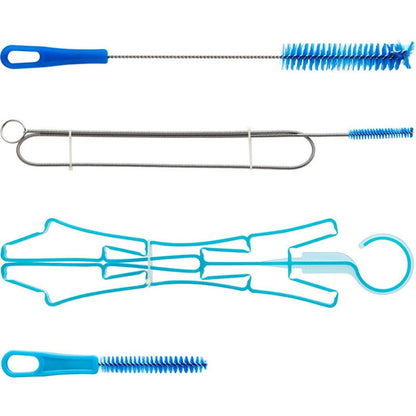 KALLORY Wear-Resistant Hydration Bladder Brush Set with Stainless Steel Tube Spring Cleaner, Compact Daily Use Water Bag and Hose Cleaning Kit for Outdoor and Household Use, Blue