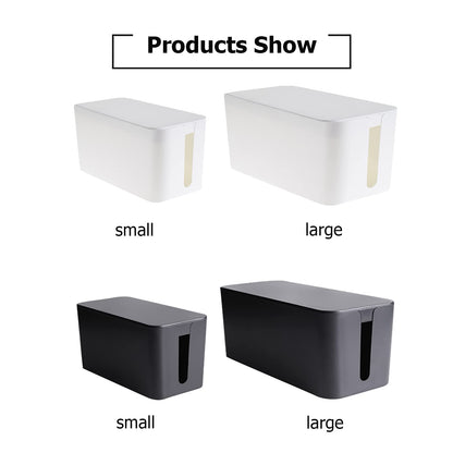 Cable Management Box,Cord Organizer Box for Home and Office System to Cover and Hide & Power Strips & Cords,Surge Protector (Small, White)