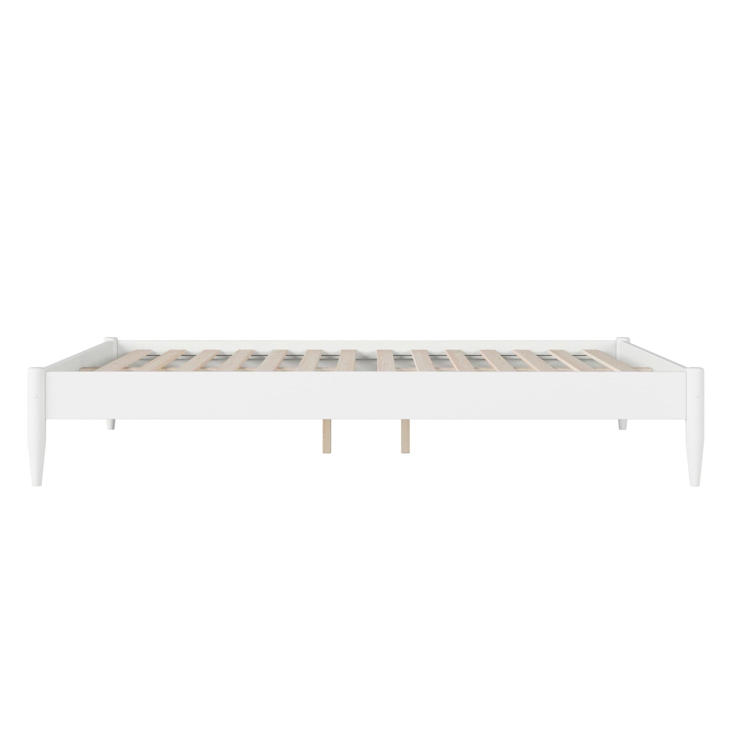 AFI, Pasadena 14" Queen Wood Mid Century Modern Low Profile Platform Bed, White