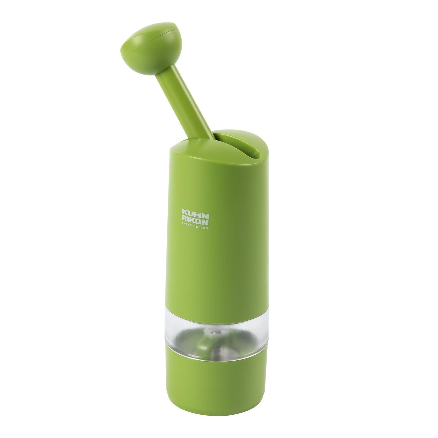 Kuhn Rikon Ratchet Grinder, Ceramic Spice Mill for Salt Pepper and Dried Herbs, Adjustable Coarse to Fine, Easy Refill, Ergonomic One Hand Spice Grinder, Seasoning Mill, Green