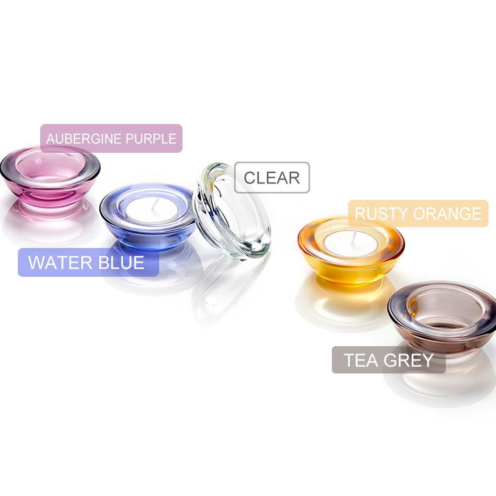 ELIVIA Clear Tealight Candle Holders - Set of 24, Round Chunky Glass Candle Holder, 3" Diameter - CH01