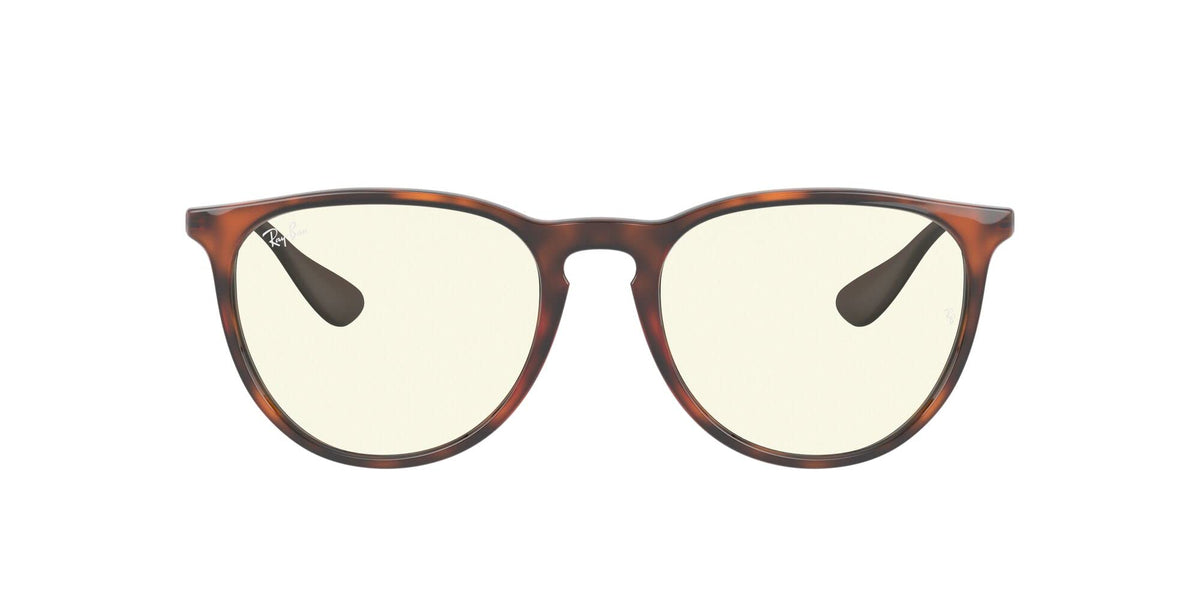 Ray-Ban RB4171 Erika Round Glasses, Rubber Havana/Clear Blue Light Filter, 54 mm
