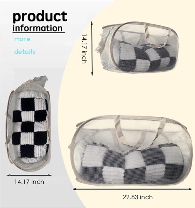1 Pack Collapsible Laundry Baskets Popup Mesh Laundry Basket Durable Handles