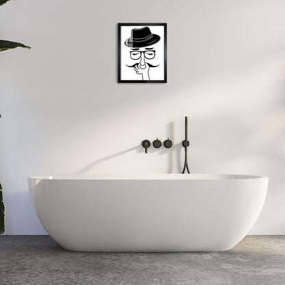 Biufo Humorous Bathroom Wall Art Poster, Bad Smell Minimalistic Canvas Print Art Decor, Bathroom Restroom Wall Decor (10L x 8W, Framed)