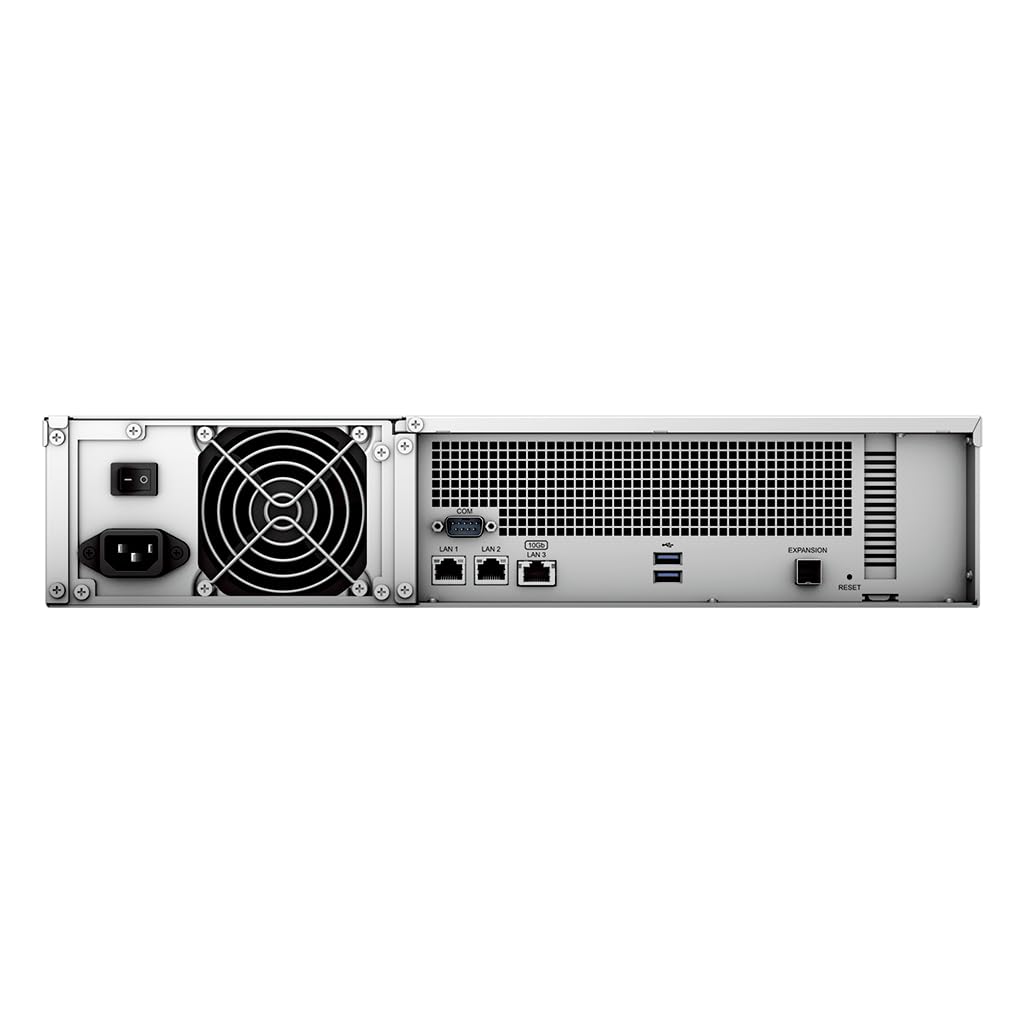 Synology RackStation RS2423+ NAS Server with Ryzen 3.35GHz CPU, 32GB Memory, 144TB HDD Storage, 10GbE LAN Ports, DSM Operating System Bundle with Rail kit