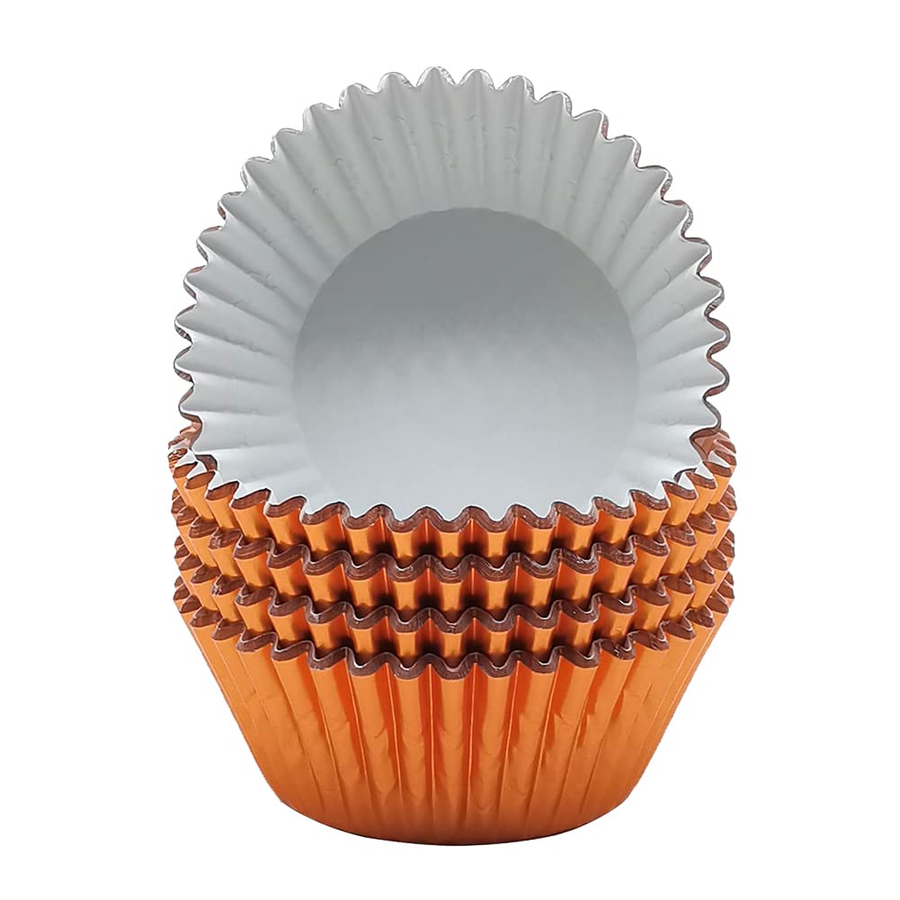 Mombake Standard Orange Foil Cupcake Liners Muffin Baking Cups for Party and More, 100-Count