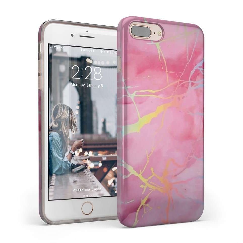 Casely iPhone 6/7/8 Plus Case | Stepping Up | Geo Rose Gold Marble | Classic Ultra Slim Design