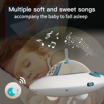 Eners Baby Crib Mobile with Music and Lights, Mobile for Crib with Remote Control, Rotation, Moon and Star Projection, Baby Crib Toys for Boys Girls (Biue)
