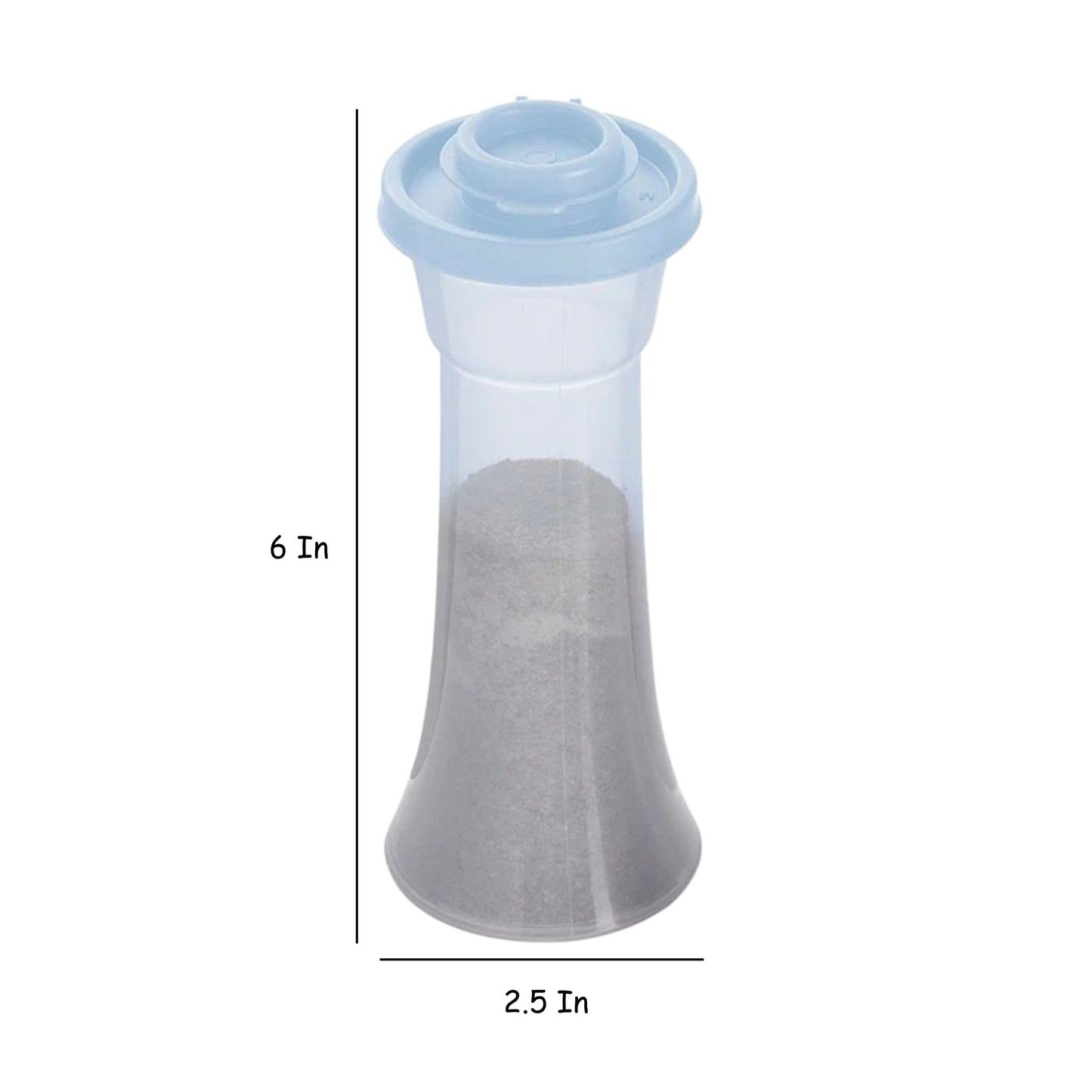 Tupperware Large Hourglass Salt and Pepper Shaker Set Sheer Ice Blue Containers with Ice Blue Seals