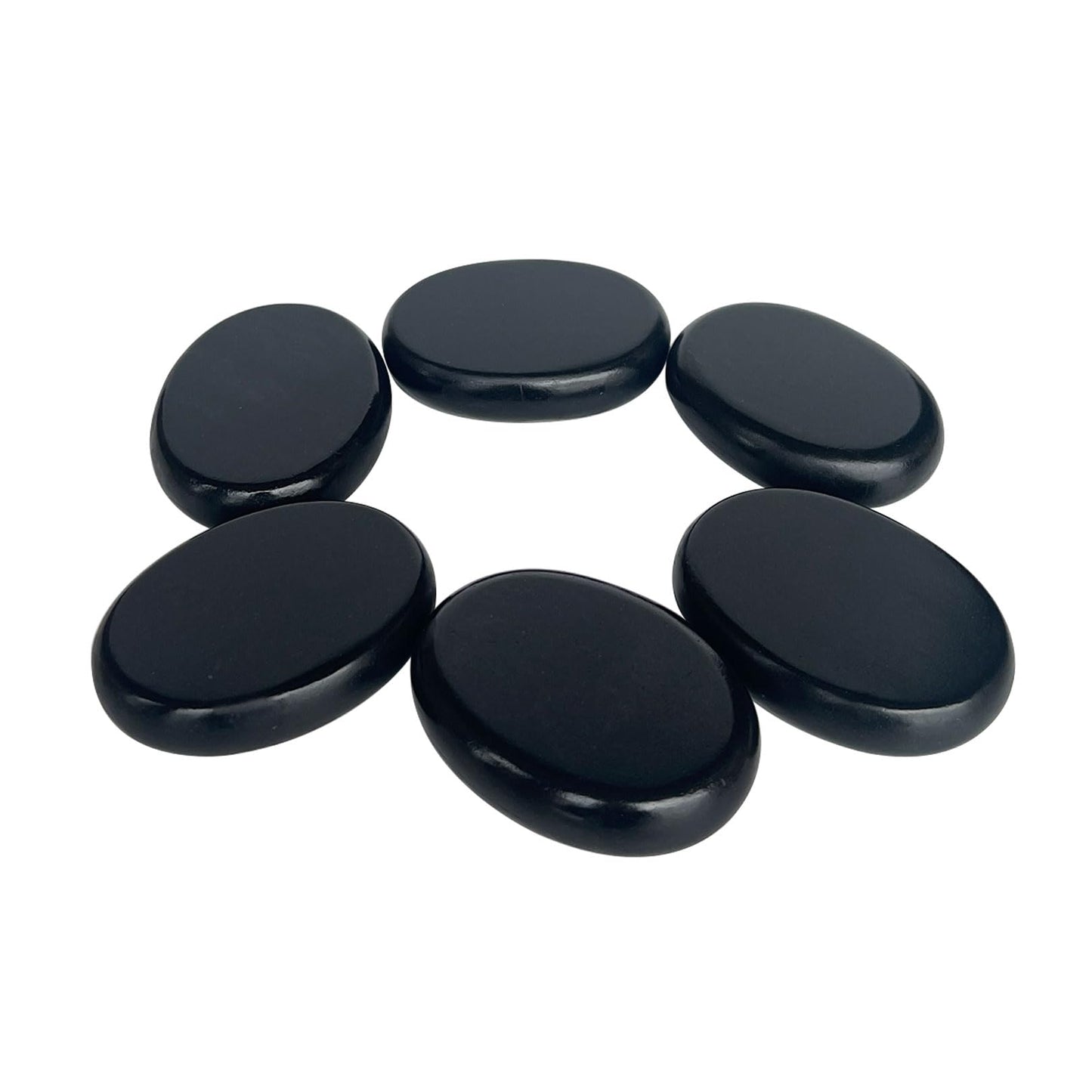 MINGJISHIYE Hot Stones Massage Set,6 Piece Set Oval hot Stone 3.15x2.36x0.7 inches.Basalt Home spa, Relaxation, Massage Treatment