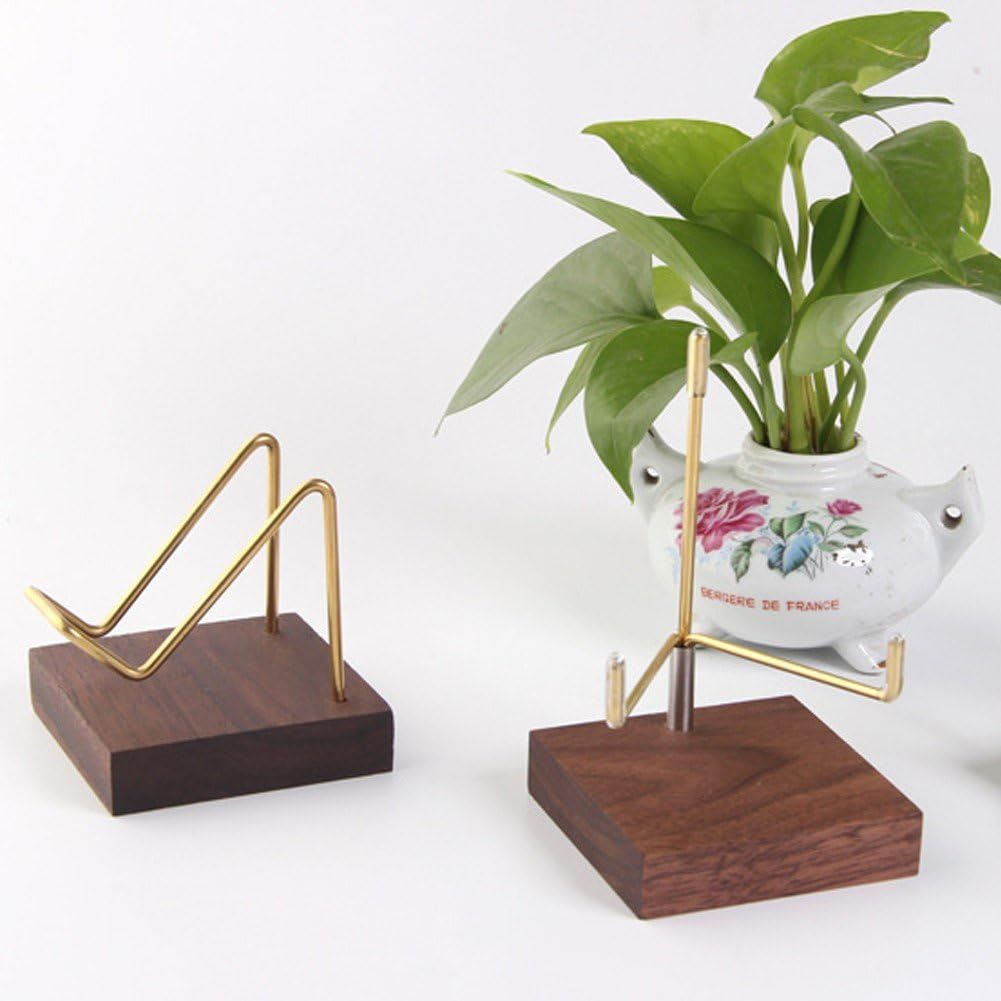 Fopytu Crystal Display Stand Metal Arms Small Display Stand with Wooden Base Geodes Agate Mineral Easel Holder for Collectibles
