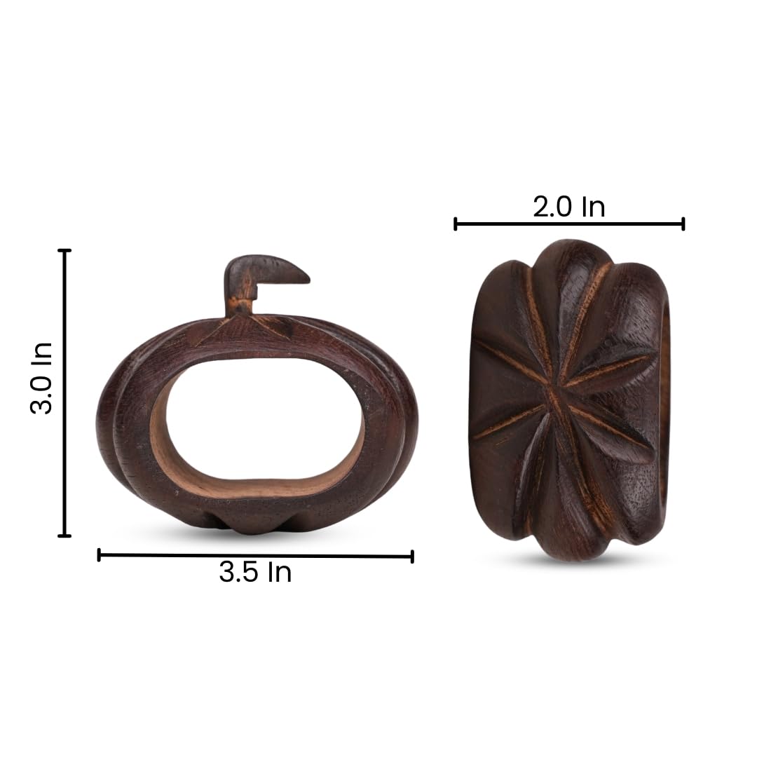 Lightnpro 6 Pack Wooden Pumpkin Design Napkin Rings for Fall and Halloween Table Decor, Rustic Pumpkin-Shaped, Perfect for Thanksgiving and Autumn Celebrations - Natural Burnt