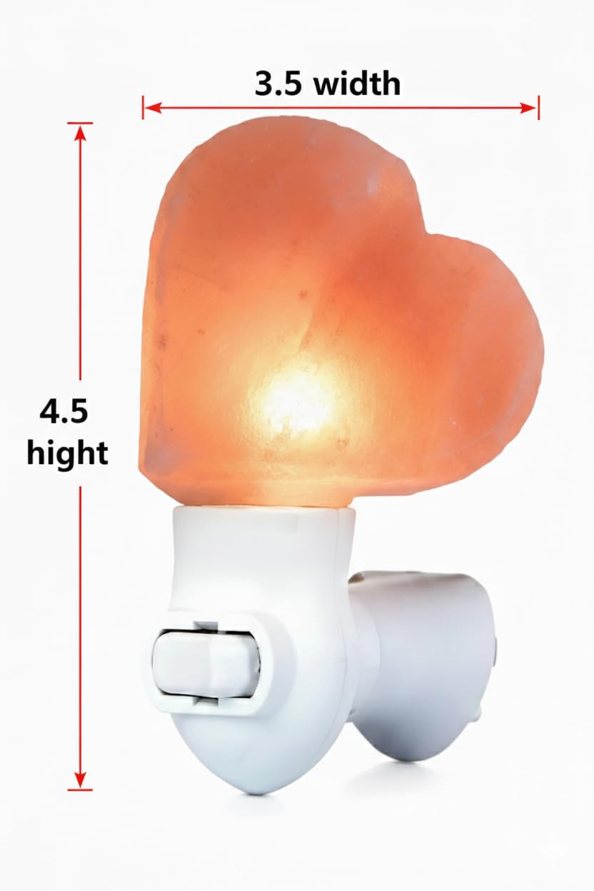 NatureBoost Himalayan Pink Salt Night Light Heart 3 Pack Decorative Ambient Night Lights for Bedroom, Bathroom, Nursery & Home Décor