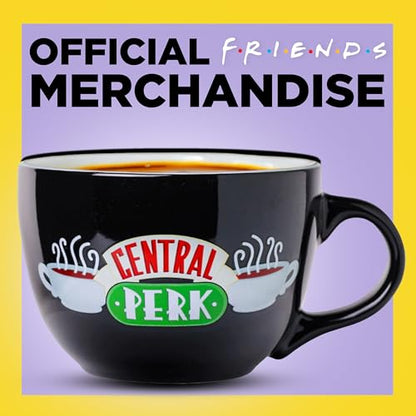 Silver Buffalo FRIENDS Central Perk Black Ceramic Mug Oversized for Coffee, Soup, 24 Ounces