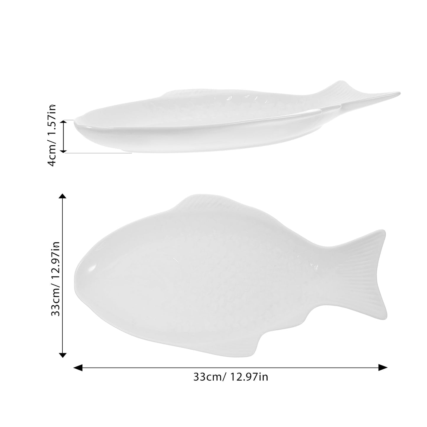 DOITOOL Fish Plate White Ceramic Serving Platter Fish Shaped Serving Dish Appetizer Serving Tray Platter Food Tray Party Platter for Fruit Cheese (13"L x 7.3"W)