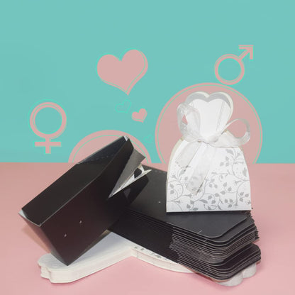 KAKABUQU 100 Pcs Wedding Favor Boxes - Romantic Party Cardboard Candy Boxes With Bride and Groom Dress Design for Chocolate Gifts, Bridal Shower Decoration Supplies