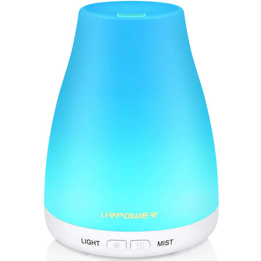 URPOWER Essential Oil Diffusers for Home with 7 LED Color Changing Lights, Timer & Auto-Off Ultrasonic Aromatherapy Diffuser Cool Mist Humidifer Scent Diffuser for Bedroom, Office, Yoga