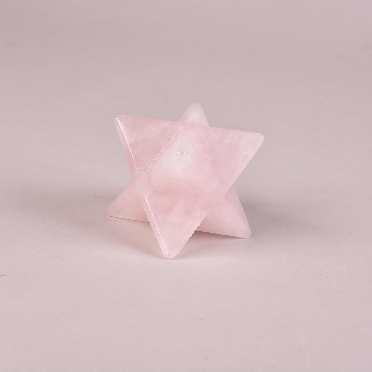 JIC Gem Large Pink Merkaba Healing Crystal Natural Rose Quartz Merkaba Crystal Grid Home Decor Spiritual Gifts Reiki 3D Star Dodecahedron (10-11cm)
