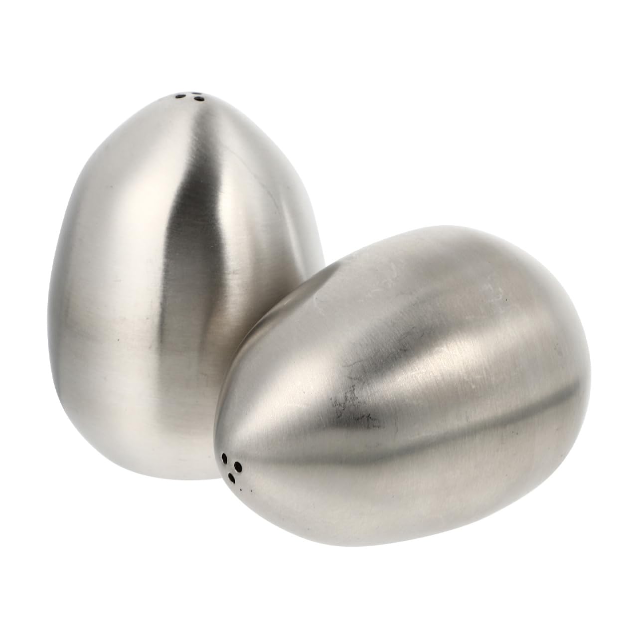 Hemoton 2-Piece Egg-Shaped Stainless Steel Spice Jars with 3-Hole Lids Salt and Pepper Shakers for Kitchen Dining and Bbq Seasoning
