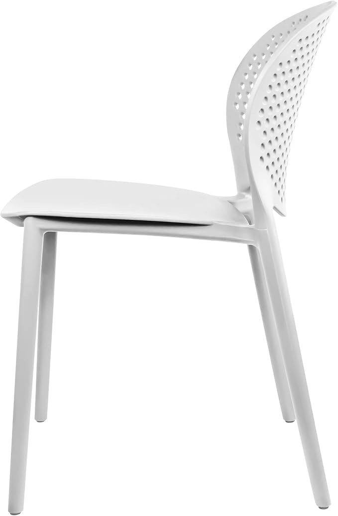 2xhome Set of 2 Patio Dining Chairs | Modern Stackable Outdoor Pool Side Chair | Weather Resistant Plastic for Yard, Porch, Balcony, Kitchen, White