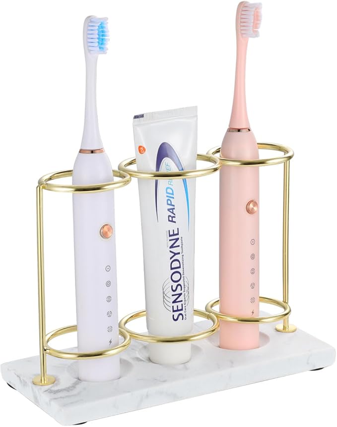 Emibele Electric Toothbrush Holder, 3 Slots 2-Layer Resin Electric Toothbrush