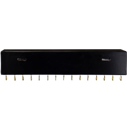 SANY DAYO HOME Black Necklace Holder Jewelry Organizer with 30 Hooks, 15 x 3 x 4 inches Wall Mount Rustic Pine Wood Shelf for Necklace, Hair Bow Storage